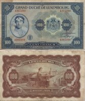 Люксембург 100 франков 1944г. VF
